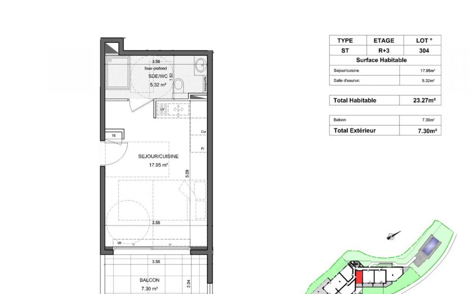Il vostro studio all’ultimo piano con terrazza nella nuova residenza : plan
