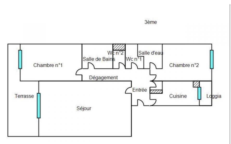 Nizza Cimiez – Luminoso 3 Camere 88 mq in condominio di lusso : plan