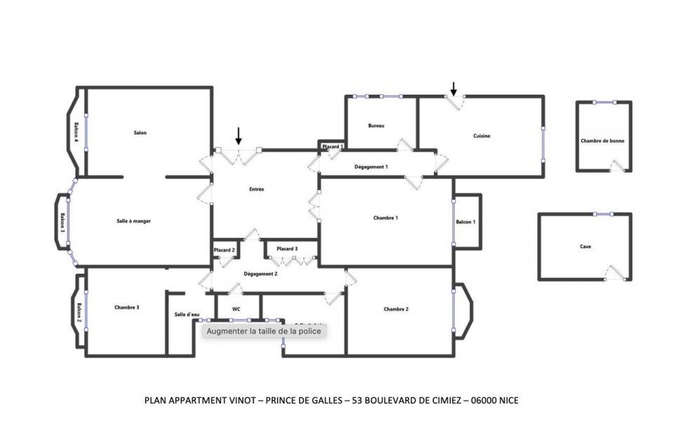 Nizza Cimiez – Bellissimo appartamento di 5 stanze di 140 m2 al piano alto con vista mare e parcheggio : plan