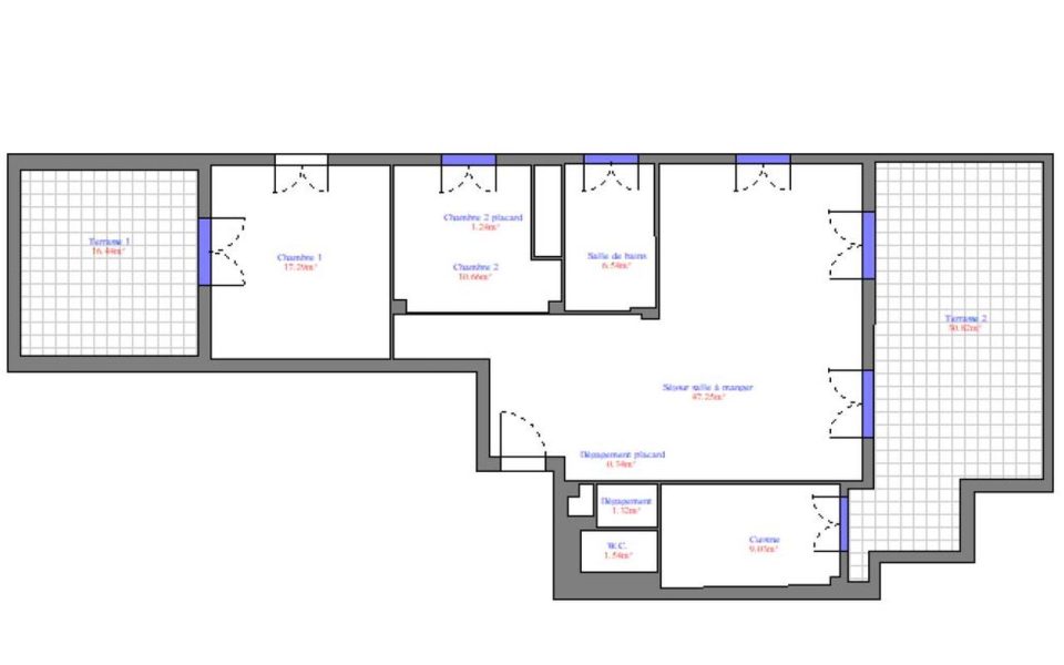 Cimiez – Au calme, grand 3 pièces de 95m2 : plan