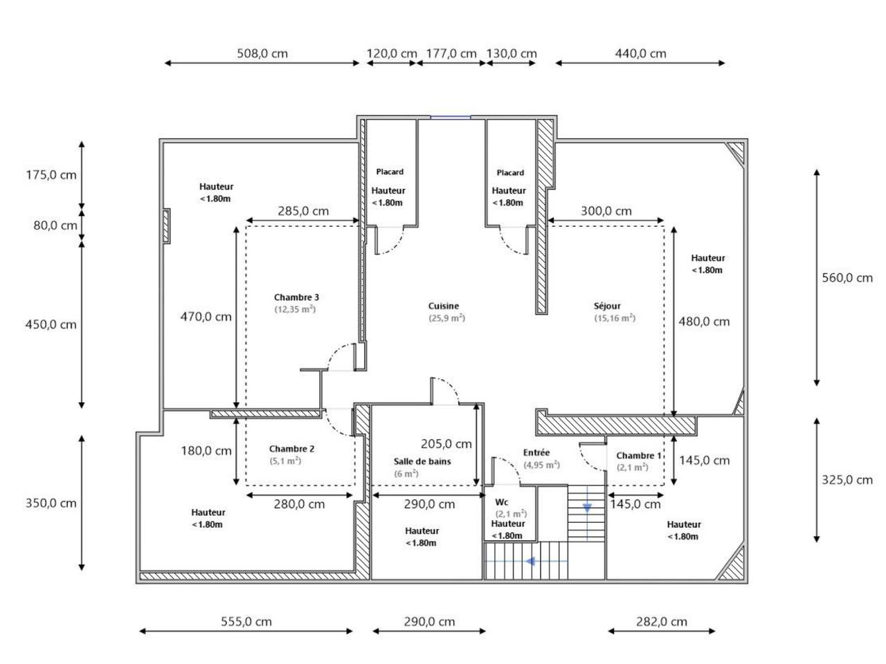 Cimiez Léopold II – Quatre pièces de charme au dernier étage d’un Hôtel Particulier : plan