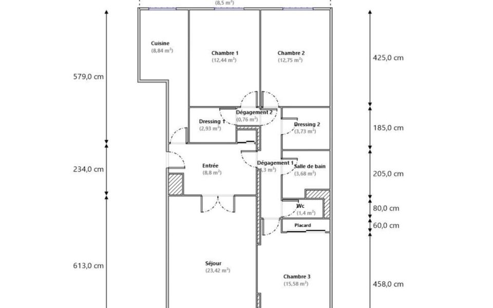 Cimiez Cap de Croix – 4 pièces 100 m2 dans résidence avec parc et gardien : plan