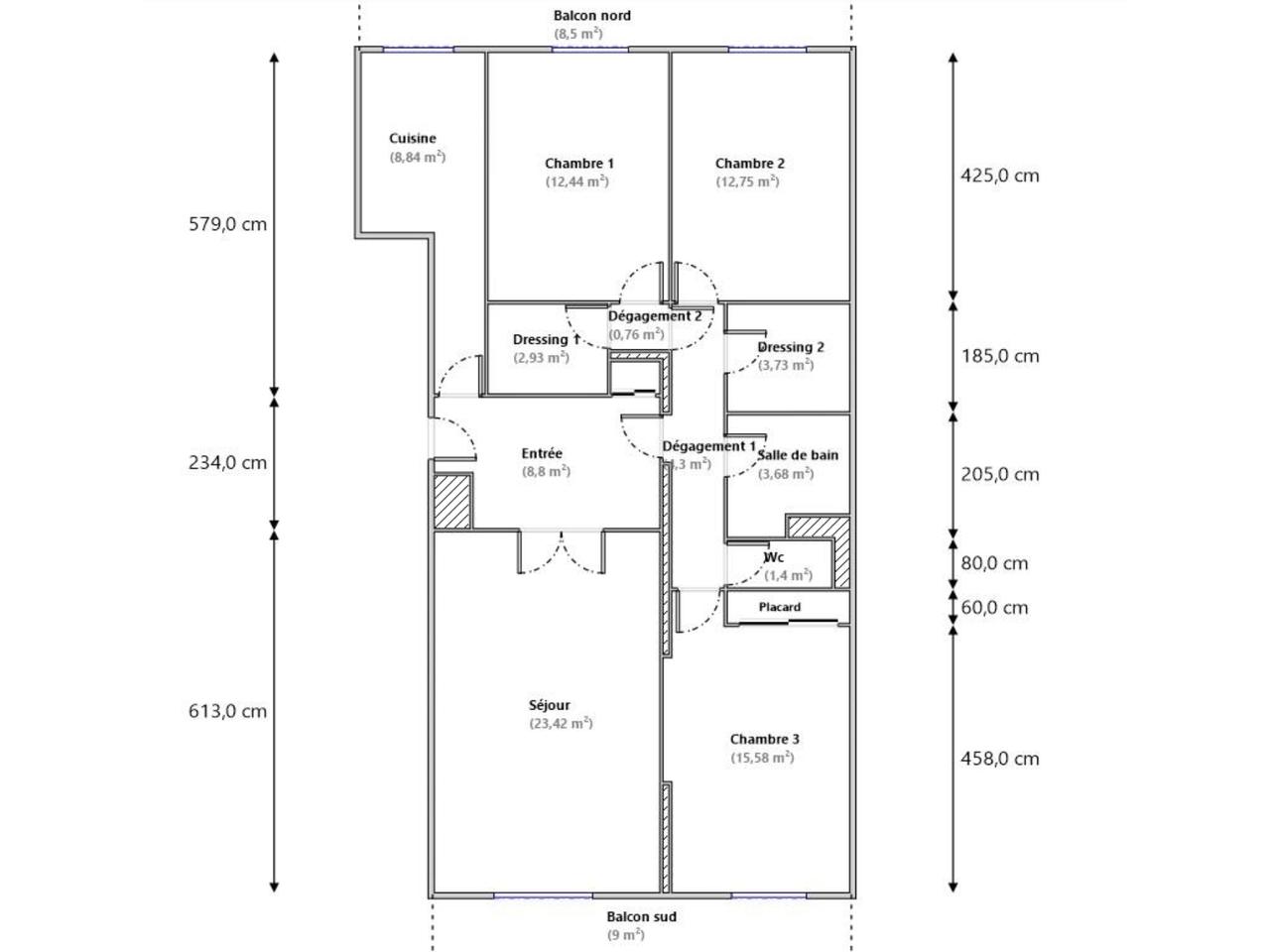 Cimiez Cap de Croix – 4 pièces 100 m2 dans résidence avec parc et gardien : plan