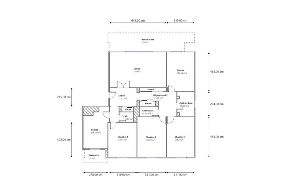 Nice Cimiez Bieckert – Rare – Bright 4 Bedroom Apartment 124 sqm with Terrace near Center : plan