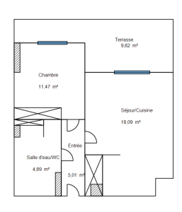 Nice Riquier – Spacieux 2 pièces de 39 m2 disposant d’une belle terrasse exposée Sud