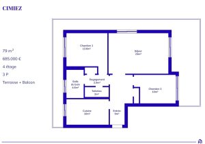 Nice Bas Cimiez – Appartement 3 pièces dernier étage avec terrasse vue panoramique